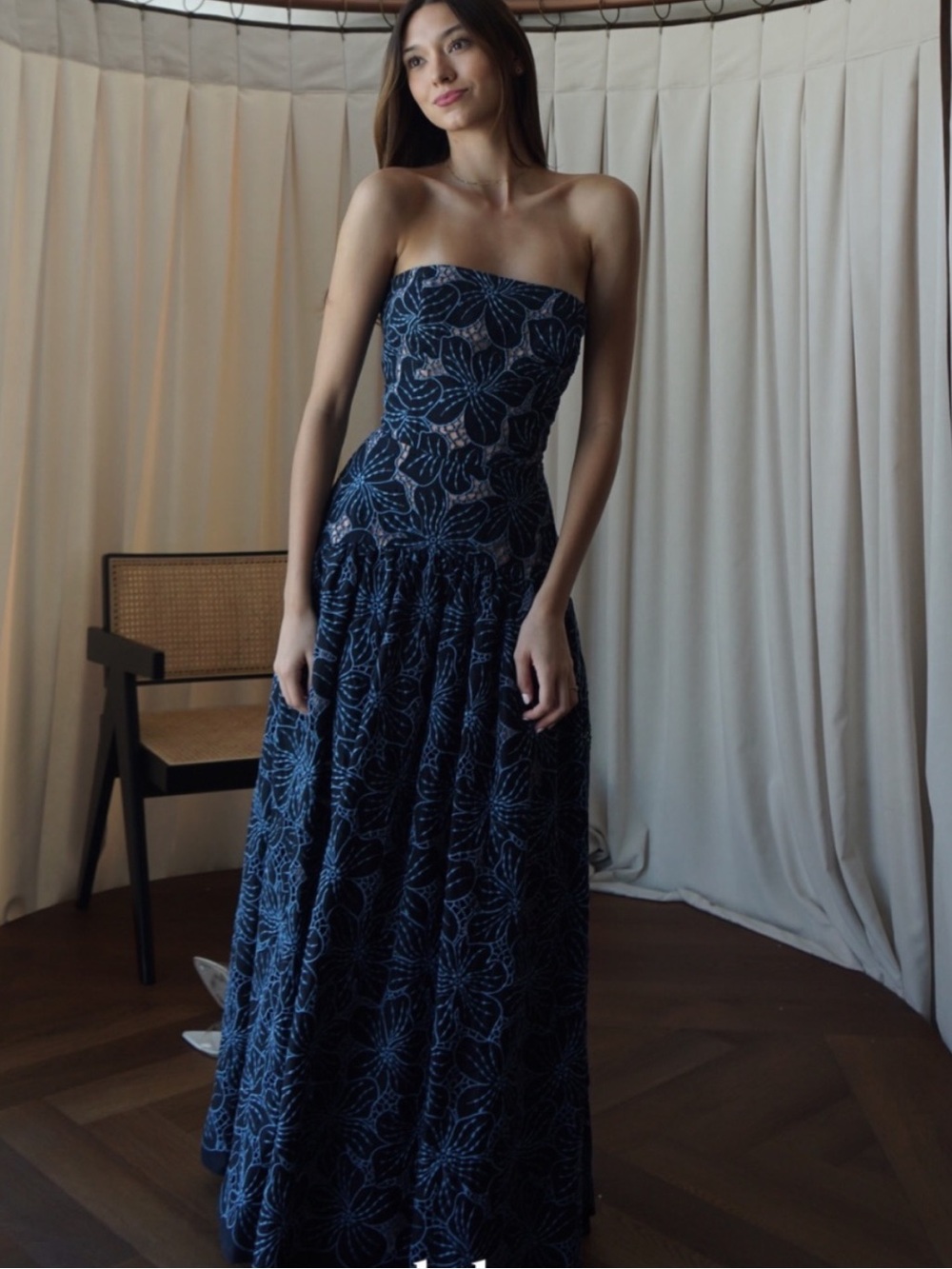 Silvia Tcherassi Floral Strapless Maxi Dress in Blue Size US 2- NEW WITHOUT TAGS